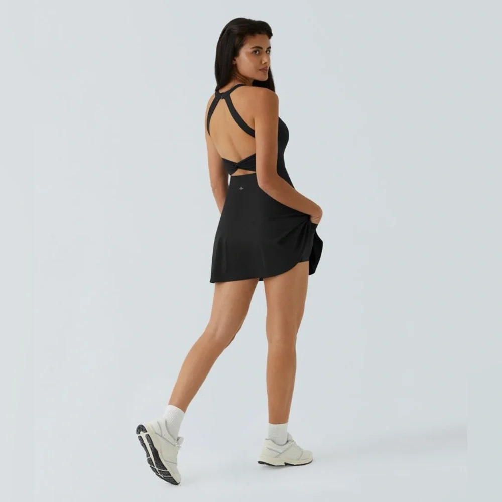 Nwt HALARA black Flare Dance Active Dress-Longer Length-Easy Peezy Edition‎